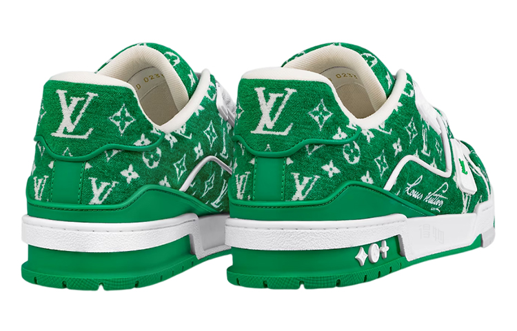 LOUIS VUITTON Trainer Green & White Monogram Sneakers
