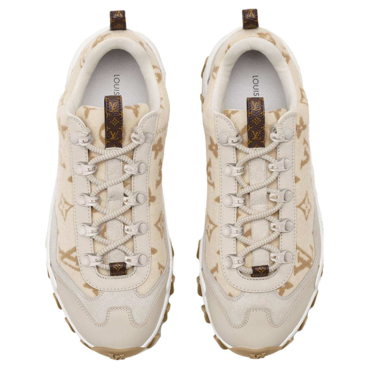 LOUIS VUITTON Rush Xplorer Women's Beige Monogram Wool Sneakers