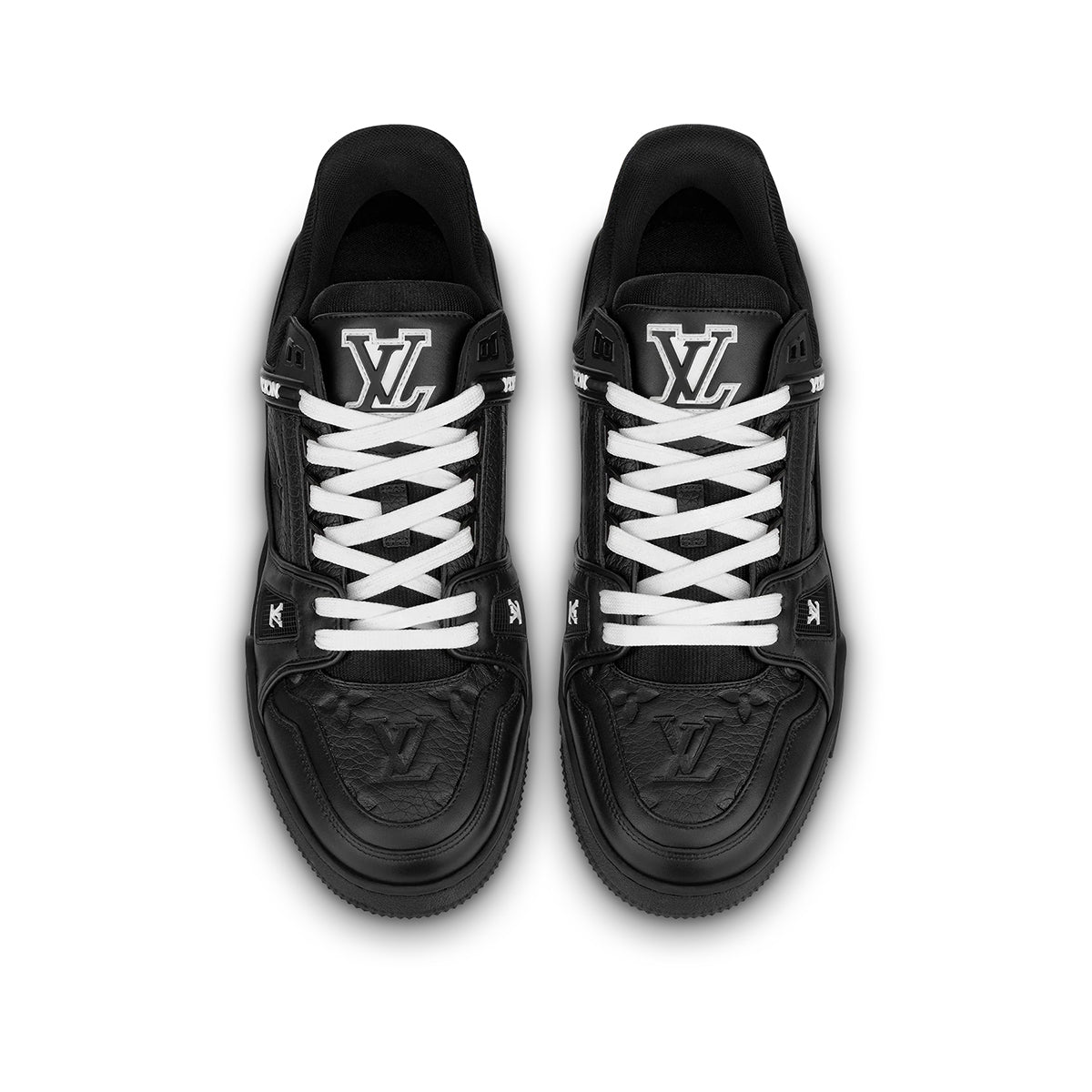 LV Trainer Men's Low-Top Sneakers, Black Leather