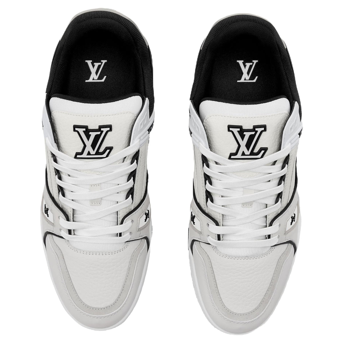 Louis Vuitton Trainer Men's White & Black Grained Calfskin Sneakers