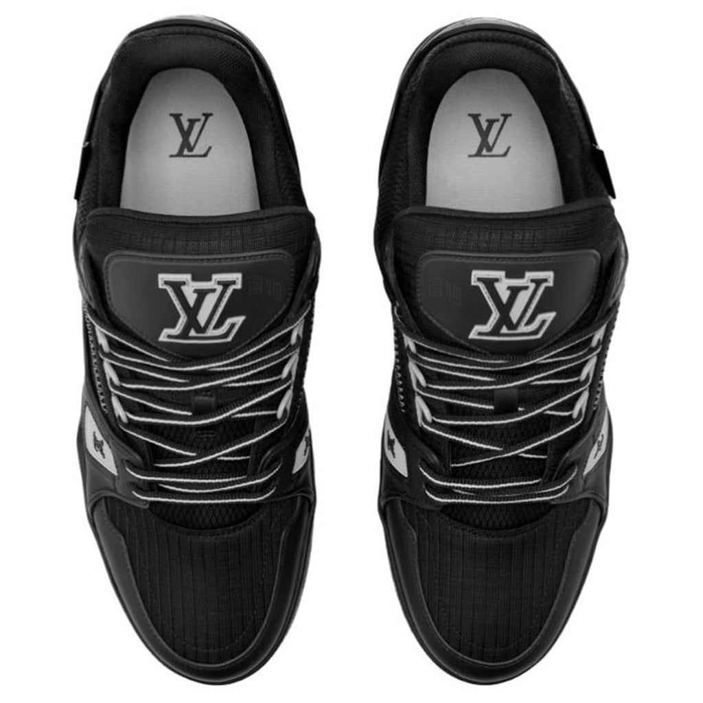 Louis Vuitton Trainer Men's Black Sneakers with Gray Sole