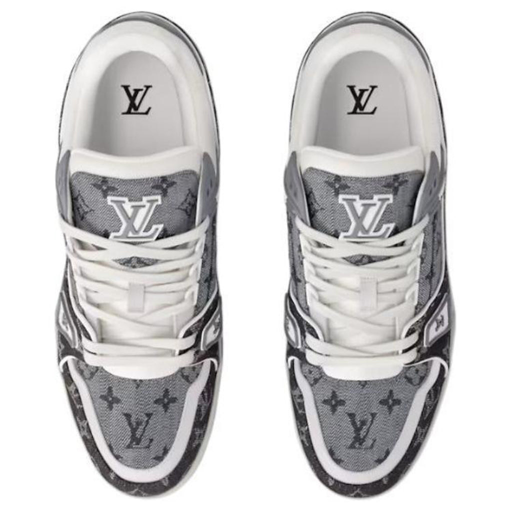 Louis Vuitton Trainer Unisex Low-Top Leather Sneakers, Black, Gray & White