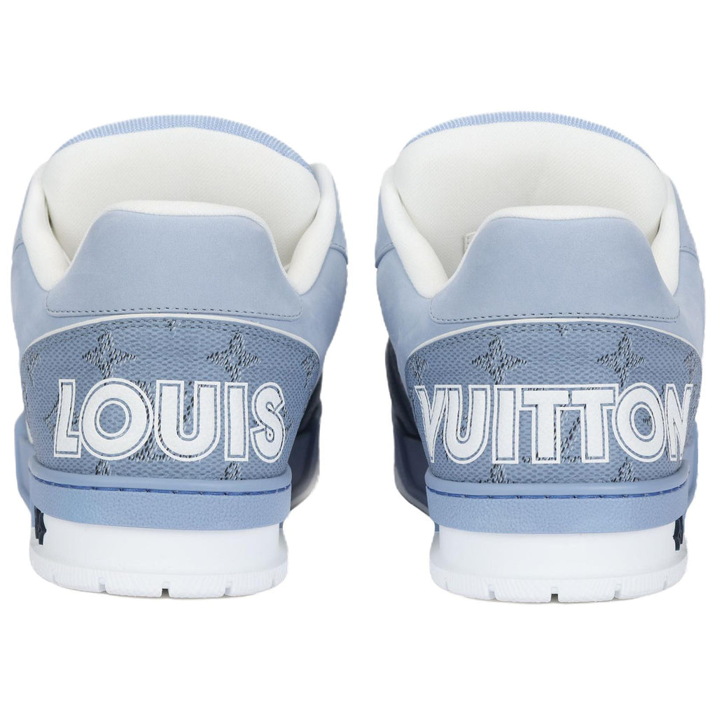 LOUIS VUITTON Trainer Unisex Light Blue Monogram Leather Strap Sneakers