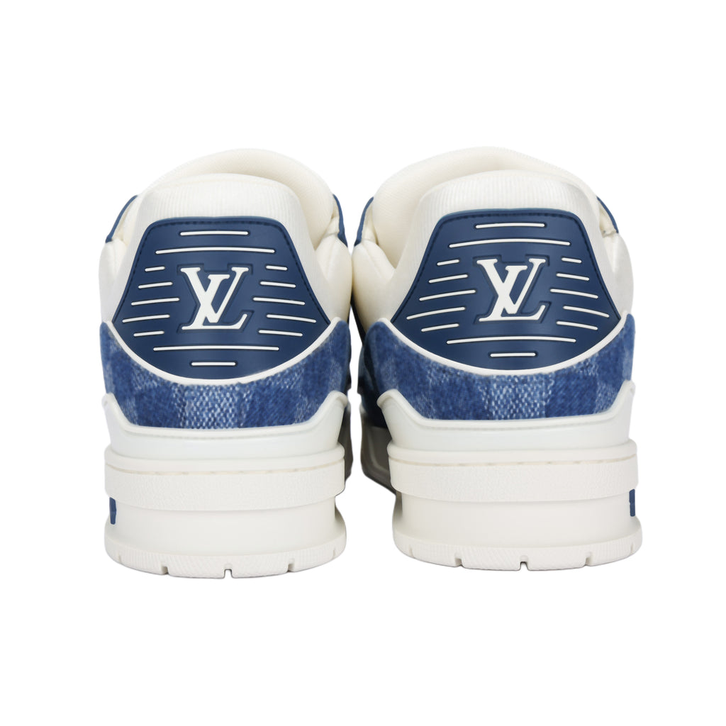 LOUIS VUITTON Trainer Unisex Blue & White Checkerboard Sneakers