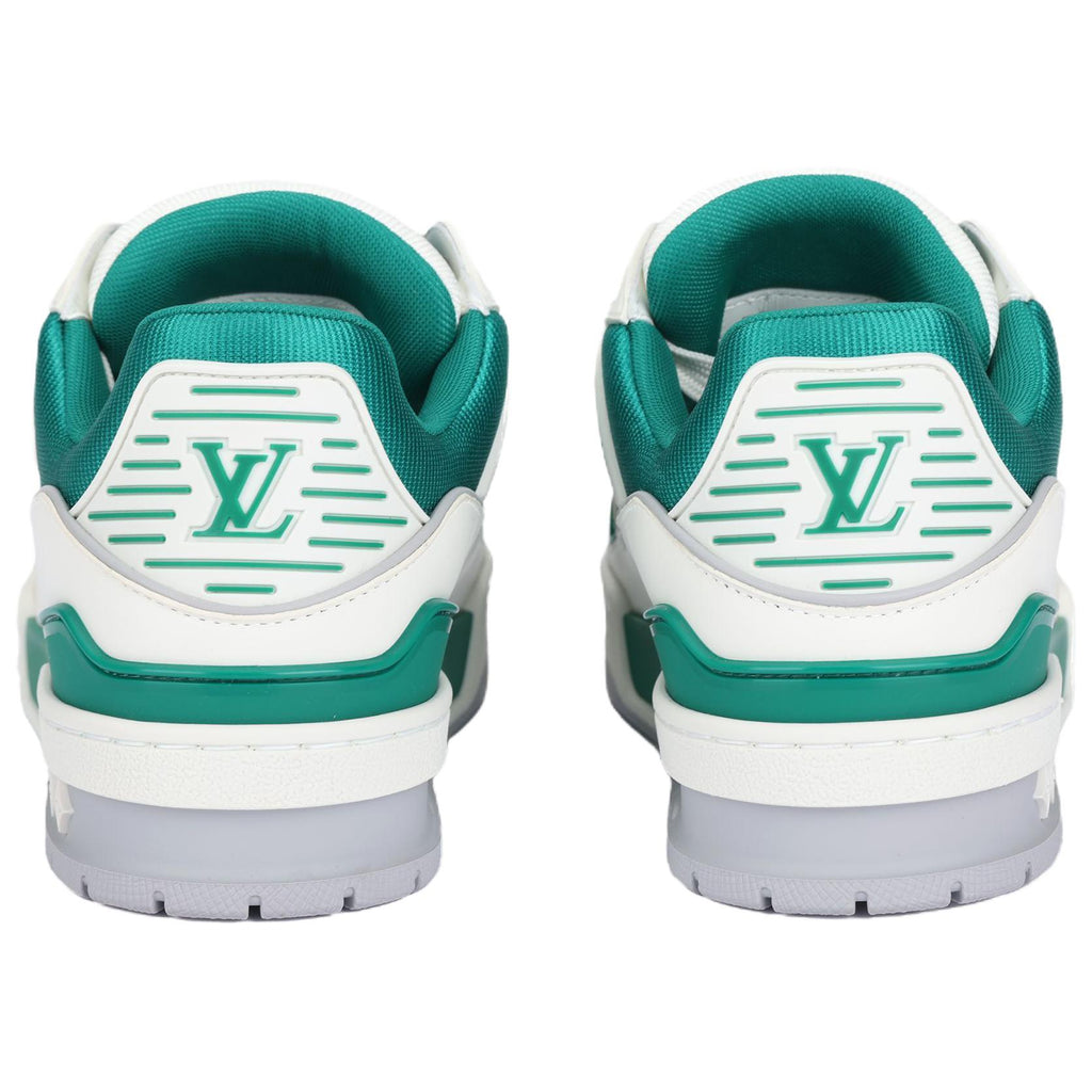 LOUIS VUITTON Trainer Women's Green & White Leather Sneakers