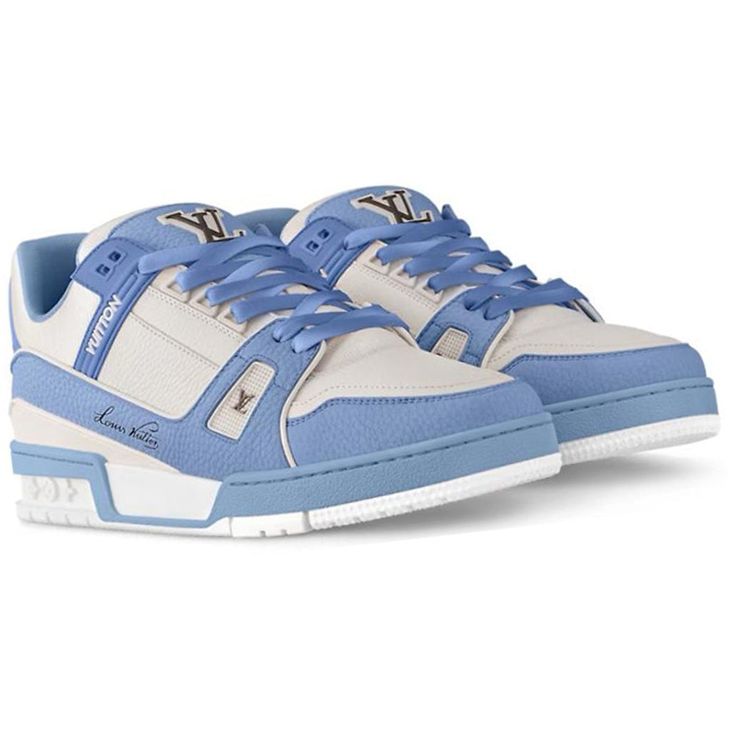 Louis Vuitton Trainer Unisex Low-Top Sneakers, Blue & White Leather