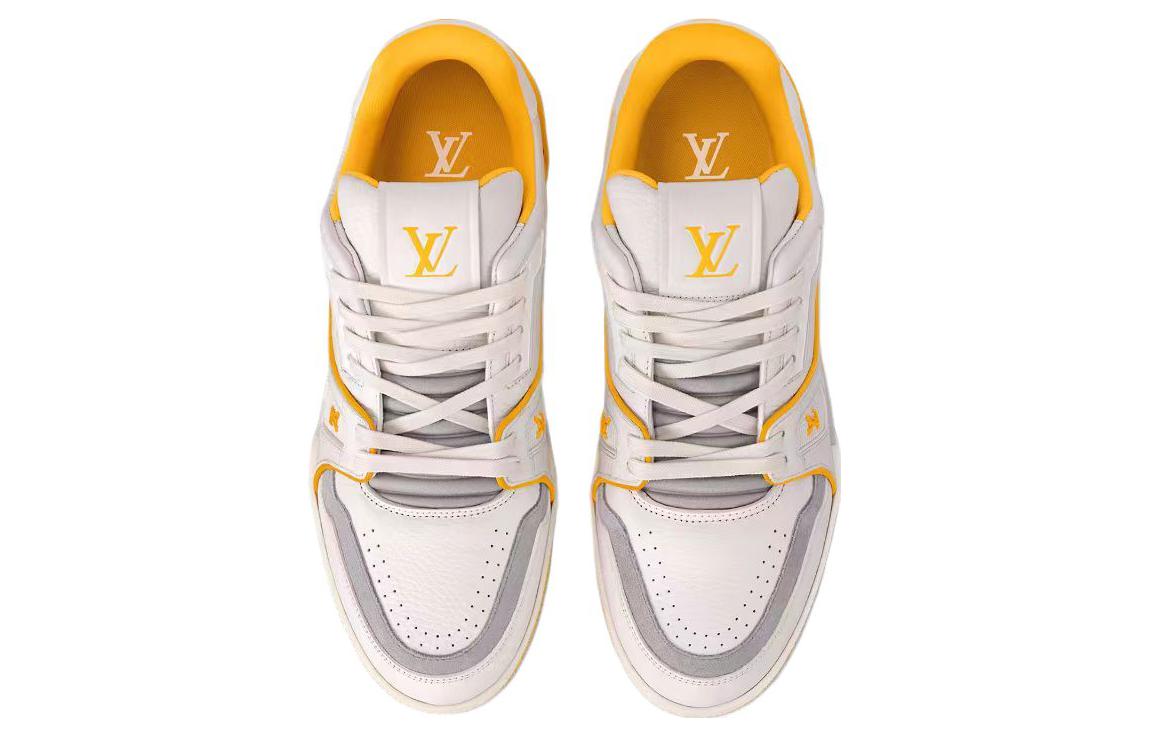 LOUIS VUITTON Trainer Men's White & Yellow Low-Top Sneakers