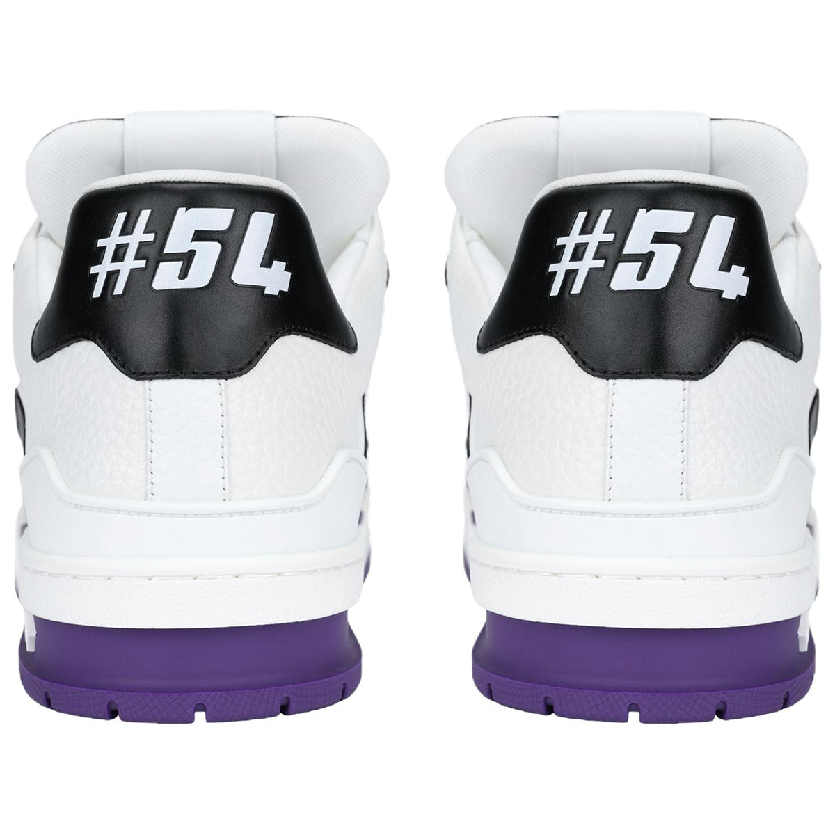 Louis Vuitton Trainer Men's Low-Top Leather Sneakers, Black & White with Purple Sole