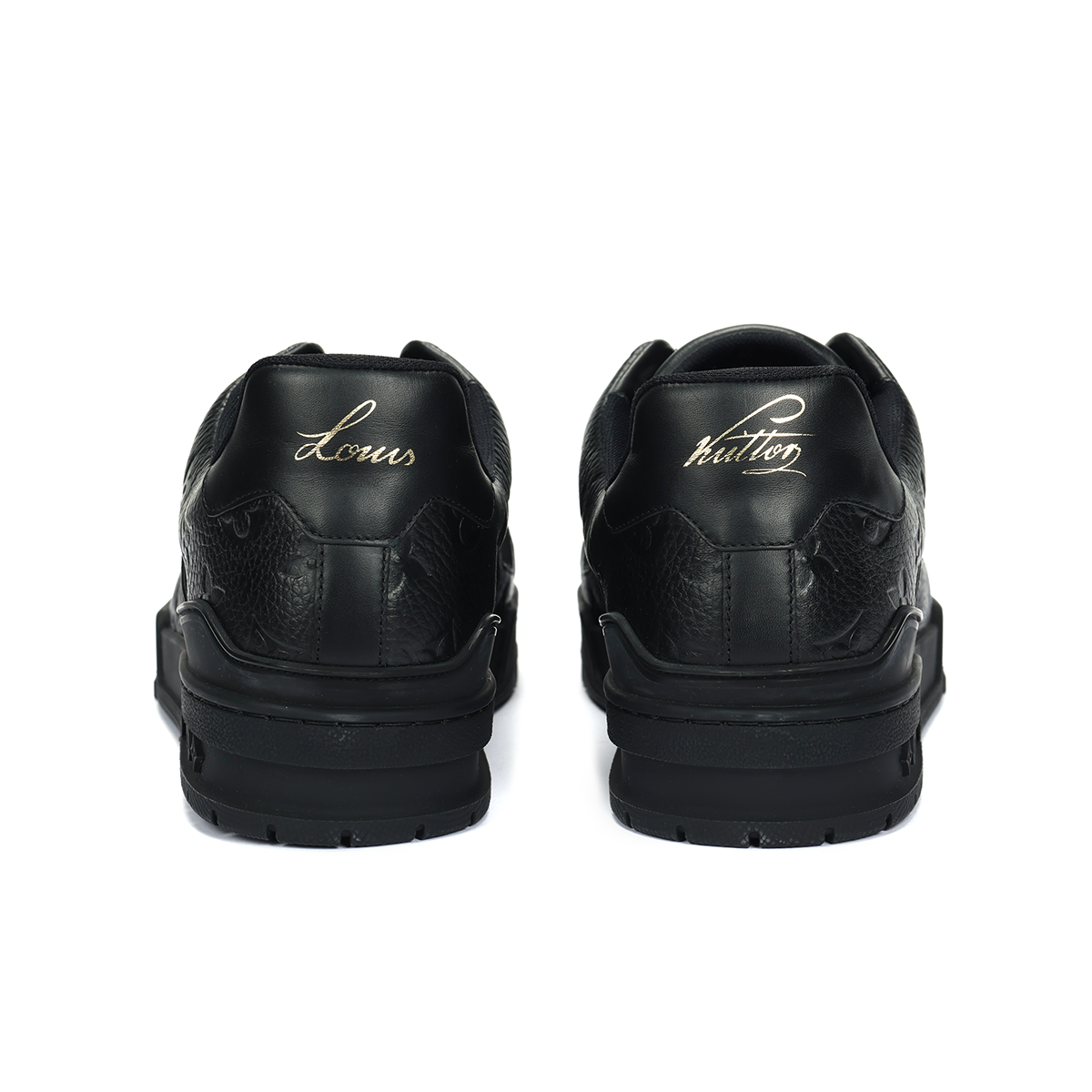 Louis Vuitton Trainer Men's Black Grained Calfskin Low-Top Sneakers