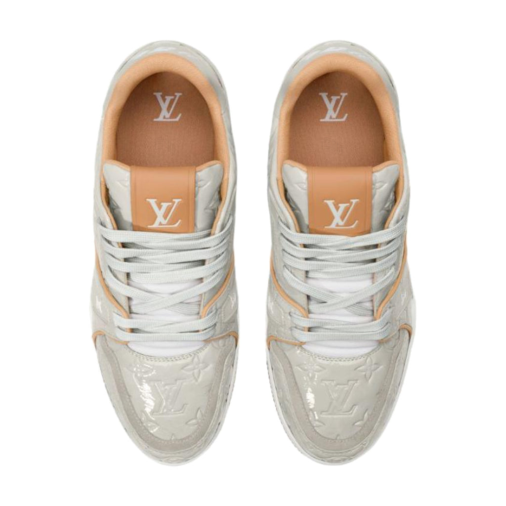 LOUIS VUITTON Trainer Men's Grey Embossed Monogram Sneakers