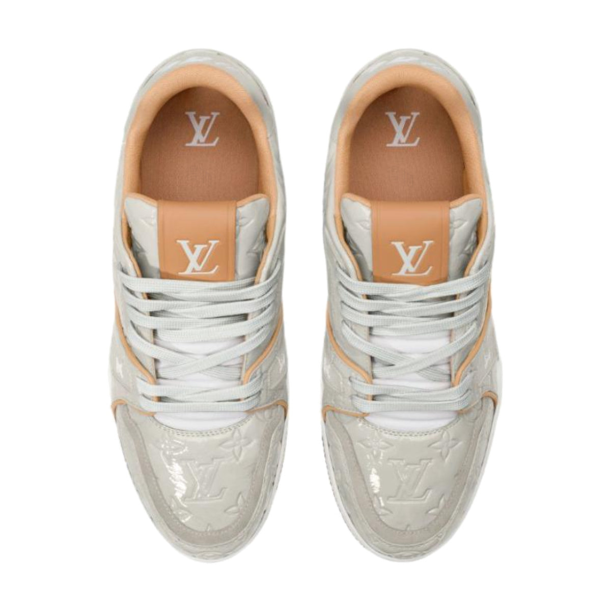LOUIS VUITTON Trainer Men's Grey Embossed Monogram Sneakers