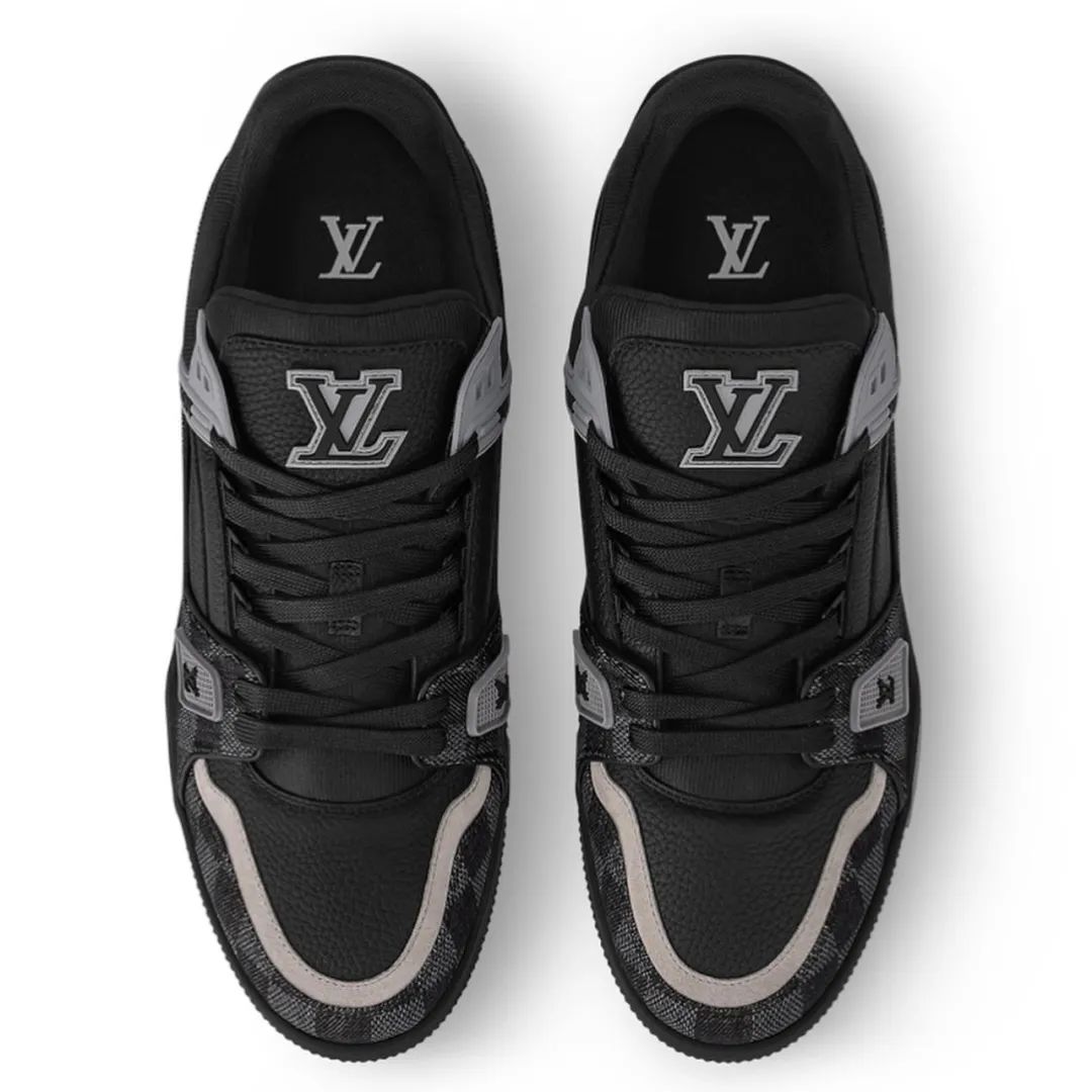 LOUIS VUITTON Trainer Unisex Black & Grey Checkerboard Sneakers
