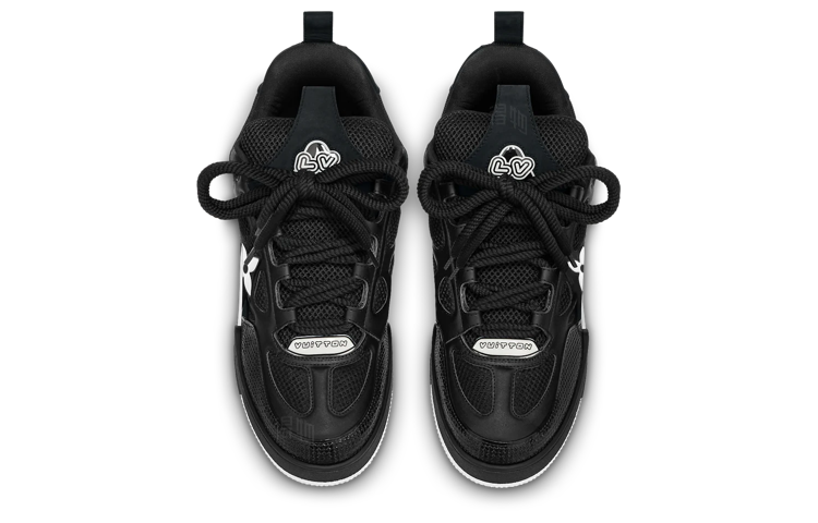 LOUIS VUITTON Skate Men's Black Low-Top Sneakers with White Accents