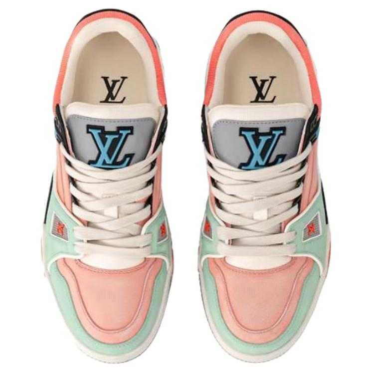 LOUIS VUITTON Trainer Women's Coral Pink & Mint Green Sneakers
