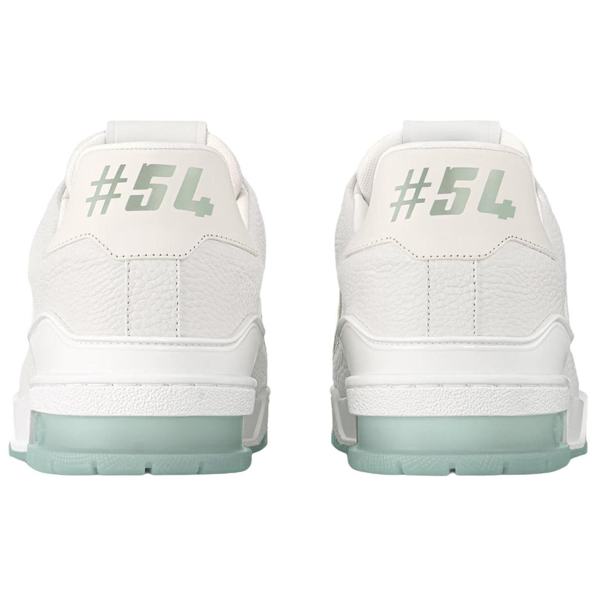 Louis Vuitton Trainer Men's White & Mint Green Grained Calfskin Sneakers
