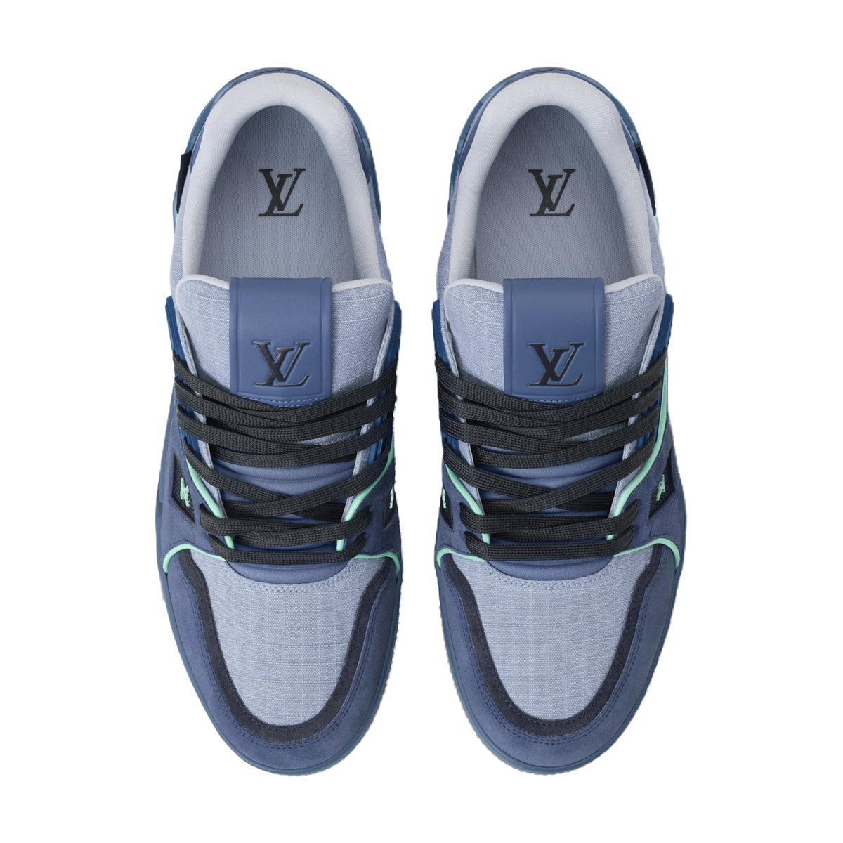 LOUIS VUITTON Trainer Outdoor Men's Ocean Blue Suede Sneakers