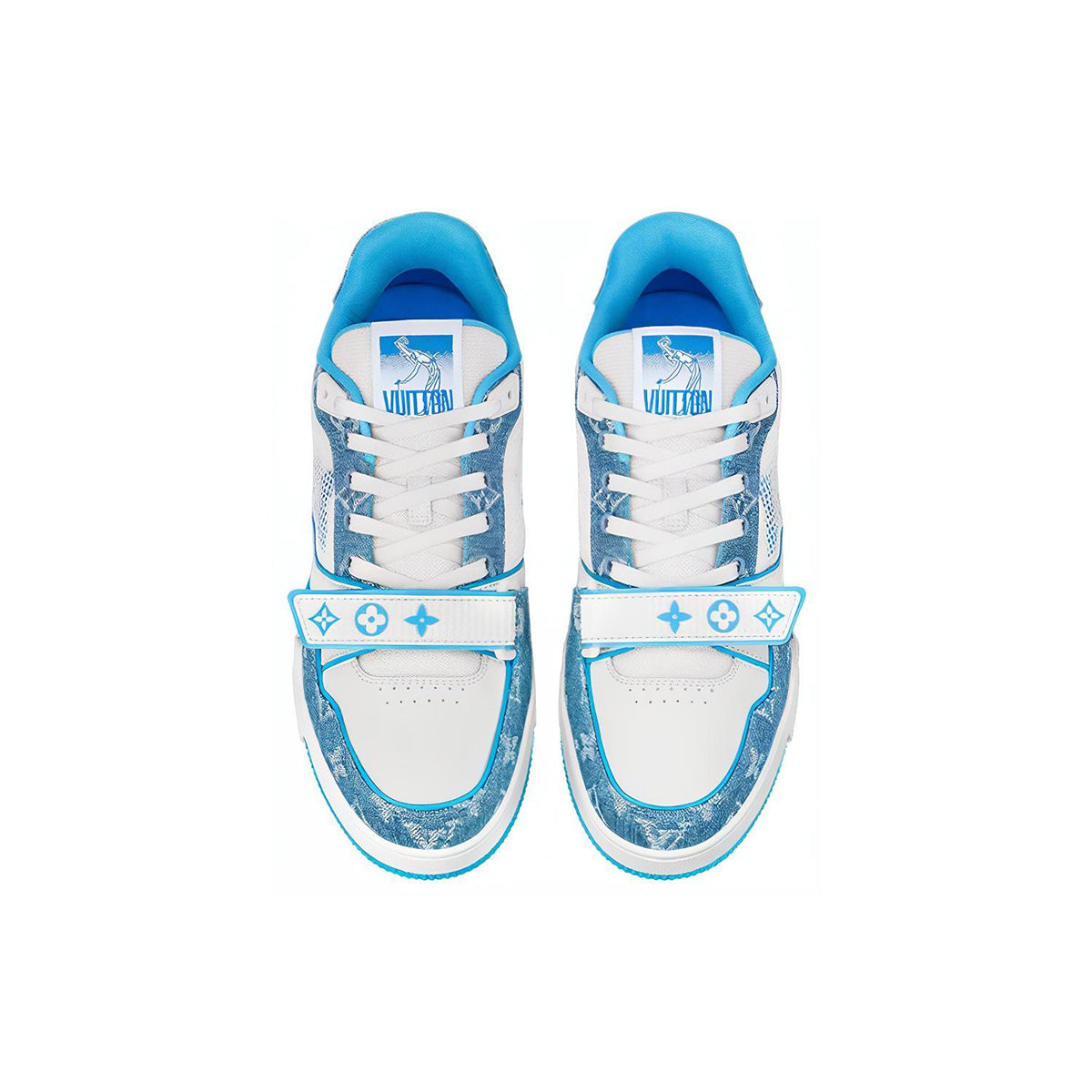 Louis Vuitton Trainer Men's Low-Top Sneakers, Blue & White Floral