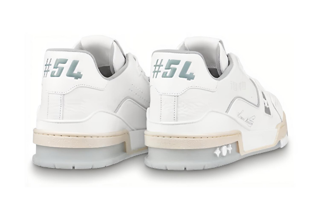 LOUIS VUITTON Trainer Unisex White & Grey Leather Sneakers