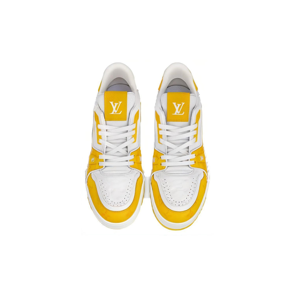 Louis Vuitton Trainer Unisex Low-Top Sneakers, White & Yellow