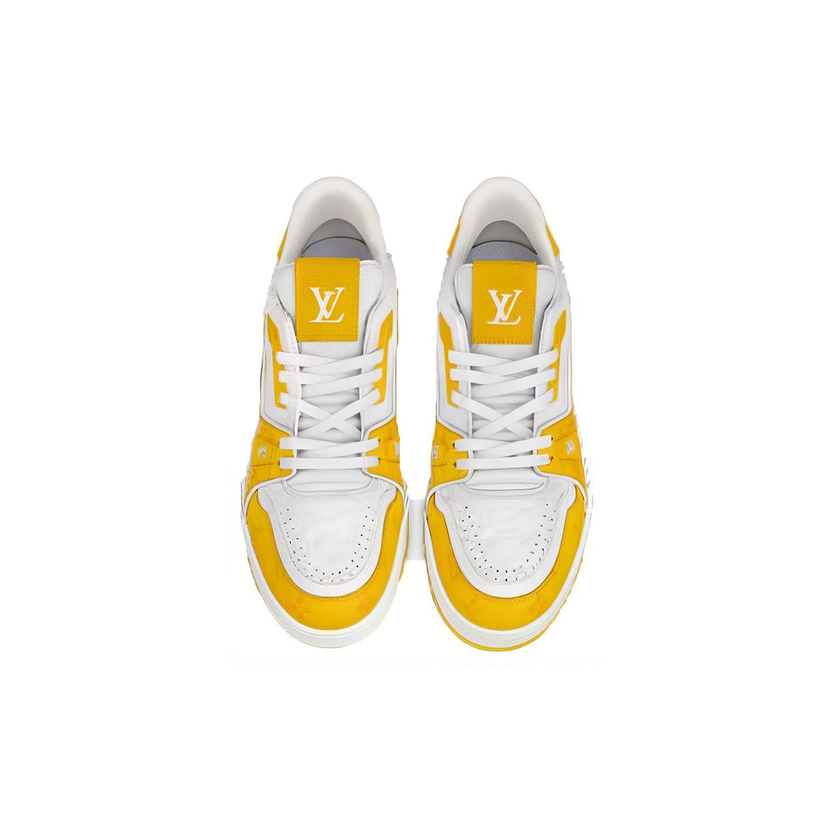 Louis Vuitton Trainer Unisex Low-Top Sneakers, White & Yellow