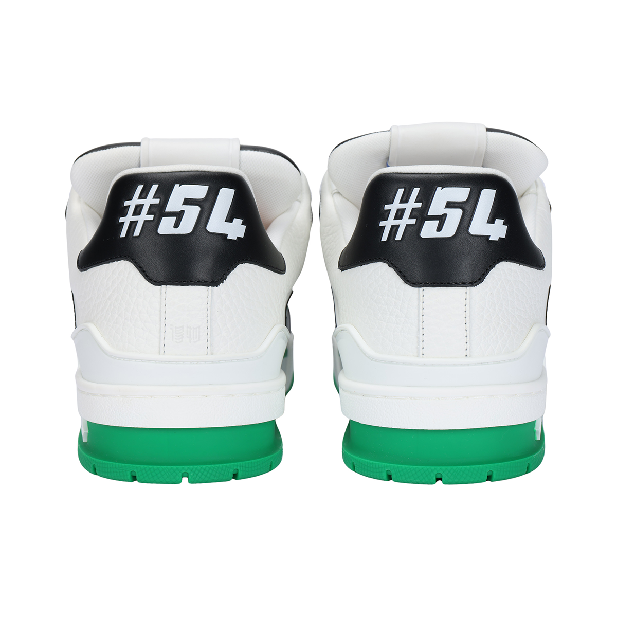 Louis Vuitton Trainer Men's Low-Top Leather Sneakers, Black & White with Green Sole