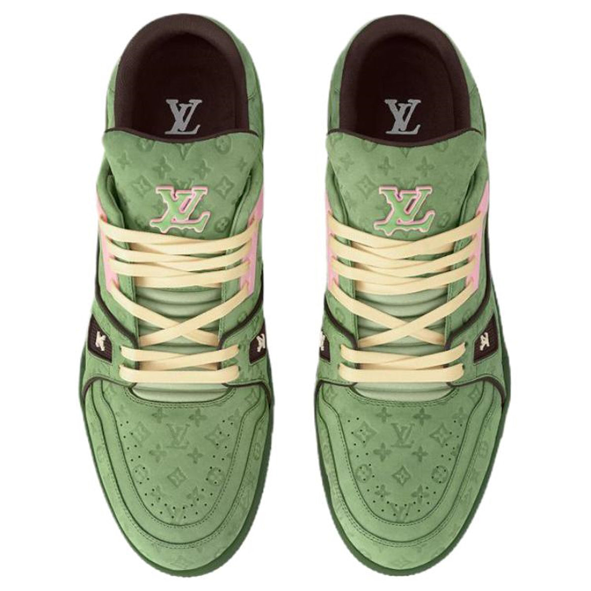 Louis Vuitton x Tyler Trainer Men's Low-Top Sneakers, Green & Pink