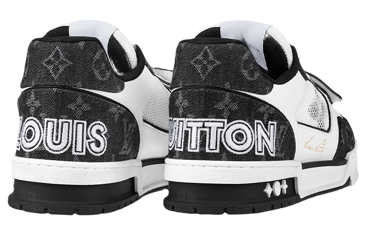 LOUIS VUITTON Trainer Unisex Black & White Monogram Strap Sneakers