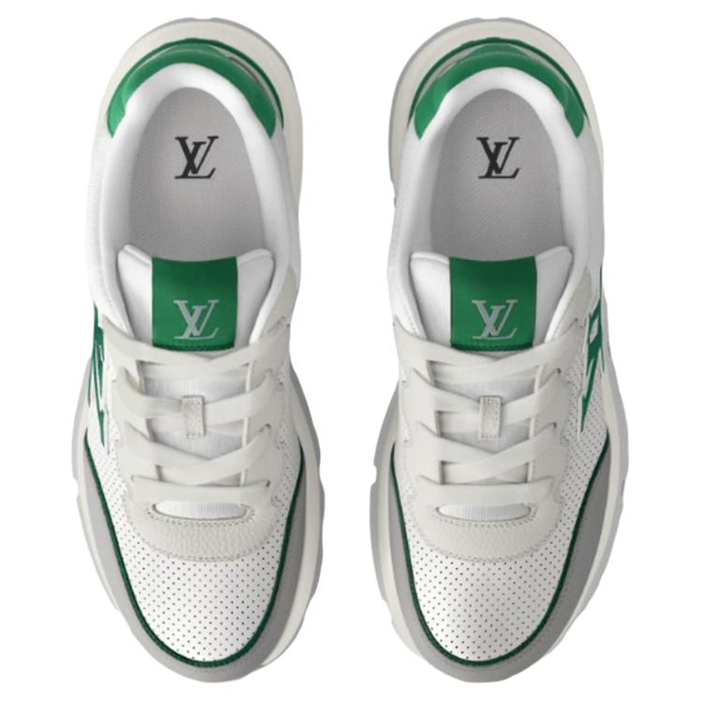Louis Vuitton Classic Men's White Leather Sneakers with Green Accents
