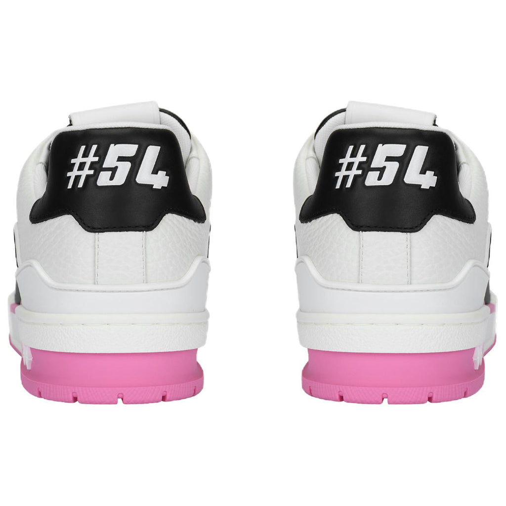 Louis Vuitton Trainer Men's Low-Top Sneakers, Black & White with Pink Sole