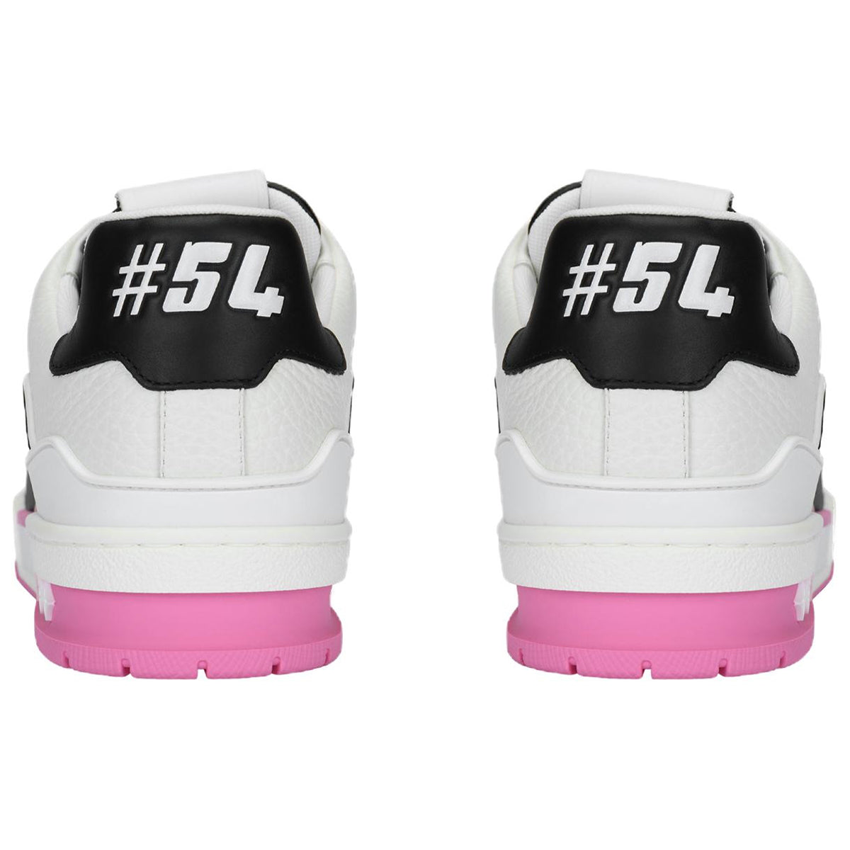 Louis Vuitton Trainer Men's Low-Top Sneakers, Black & White with Pink Sole