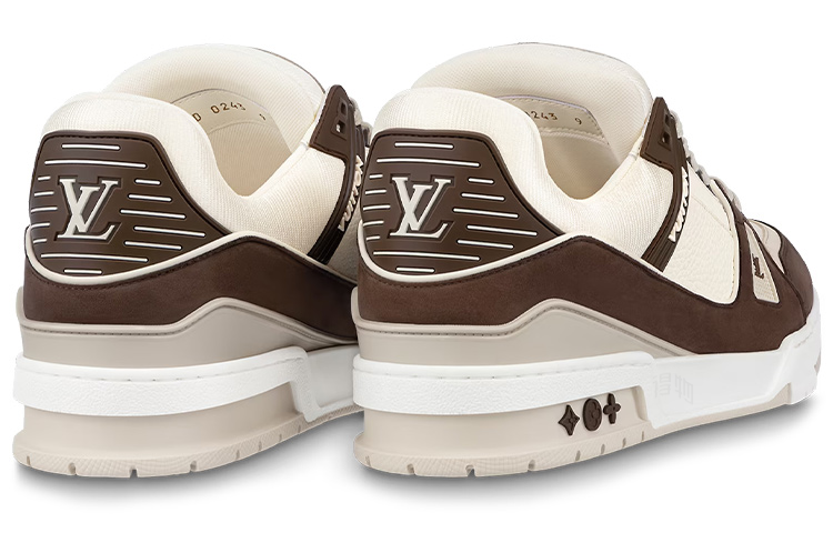 LOUIS VUITTON Trainer Unisex Mocha Brown & White Low-Top Sneakers