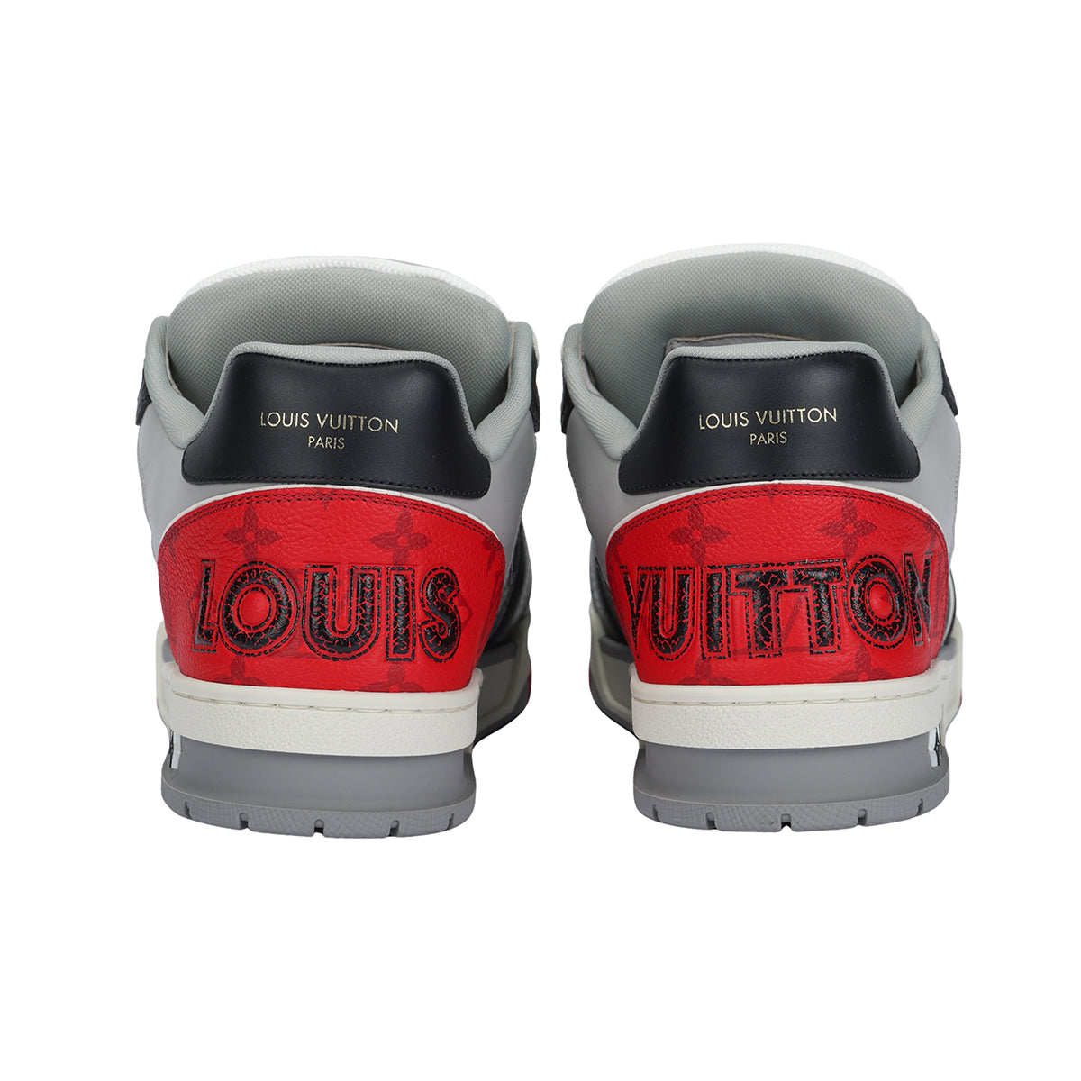 Louis Vuitton Trainer Men's Low-Top Sneakers, Black, Red & White