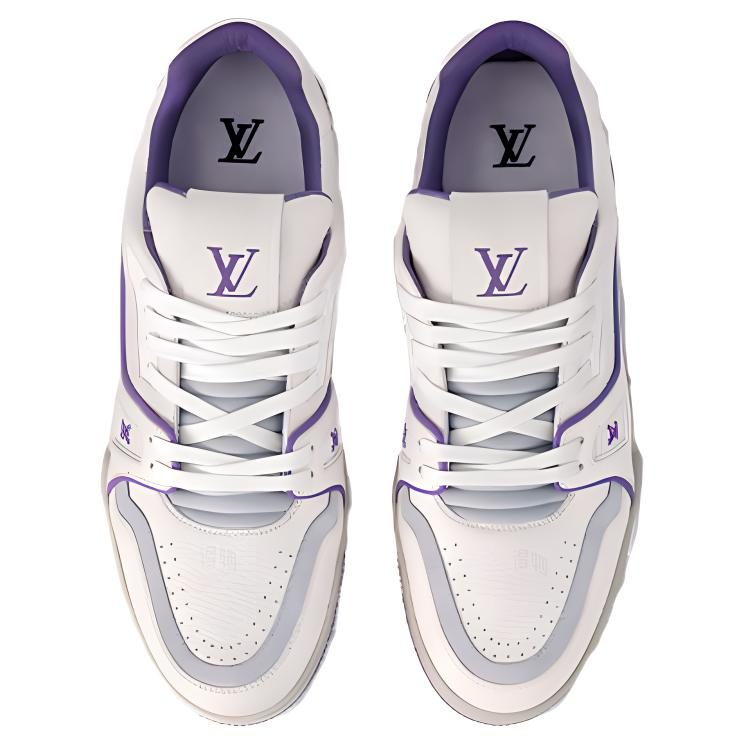 LOUIS VUITTON Trainer Men's White & Purple Leather Sneakers