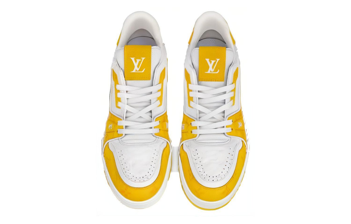 LOUIS VUITTON Trainer Unisex Yellow & White Low-Top Sneakers