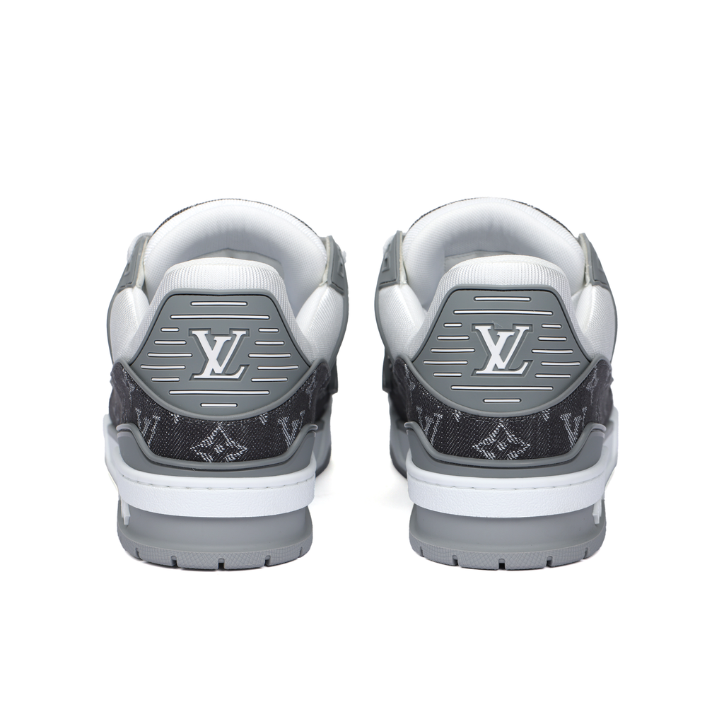 LOUIS VUITTON Trainer Black & White Monogram Sneakers with Grey Accents