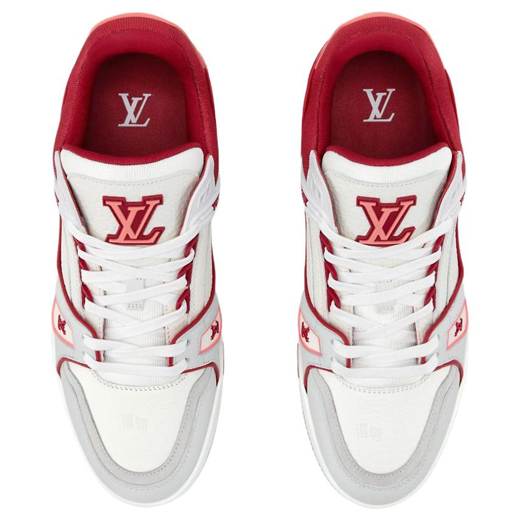 Louis Vuitton Trainer Men's White & Red Calfskin Sneakers