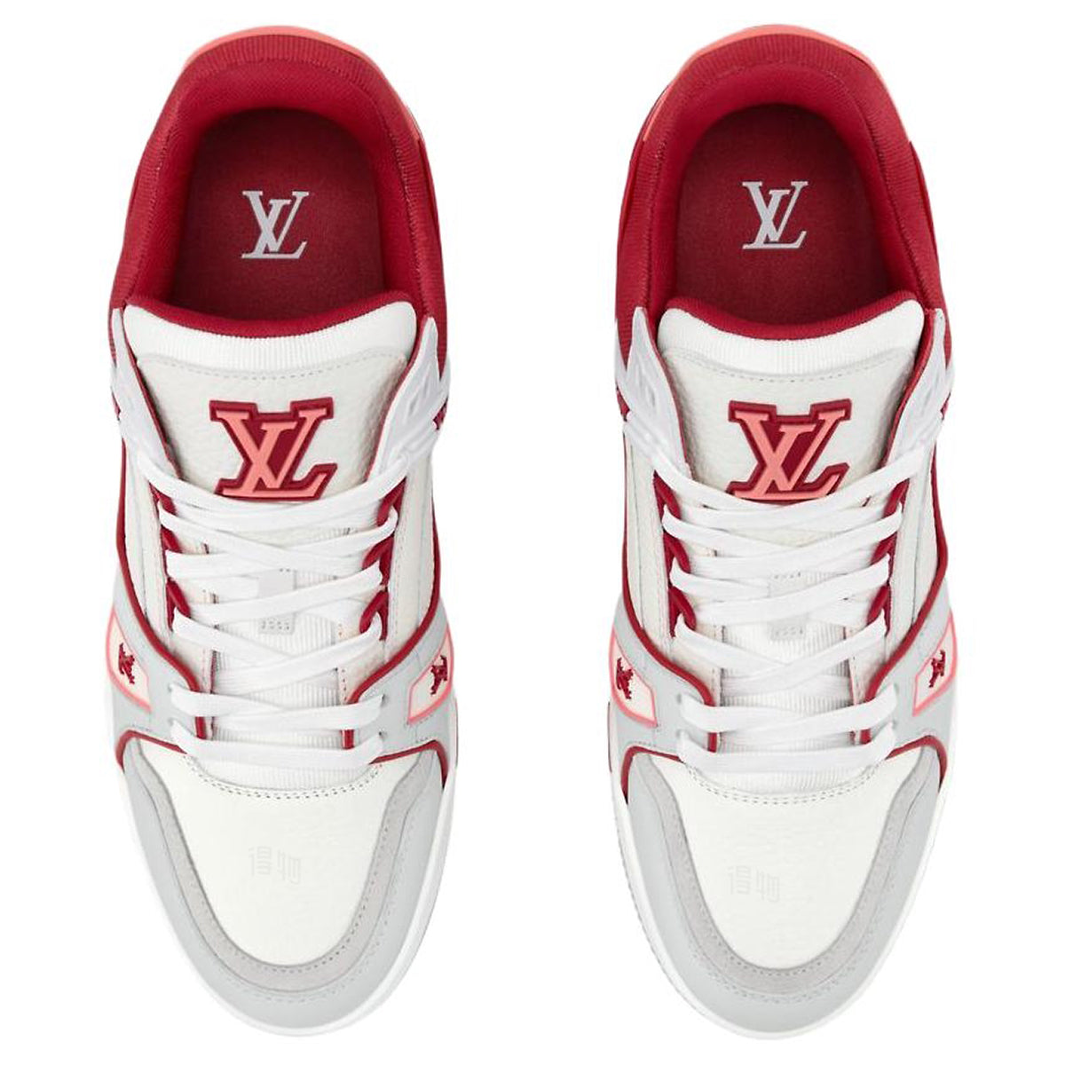 Louis Vuitton Trainer Men's White & Red Calfskin Sneakers