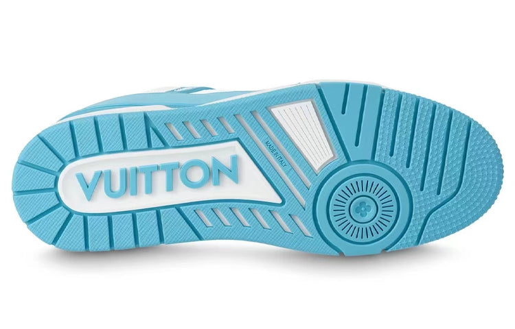 LV Trainer Unisex Low-Top Sneakers, Sky Blue & White