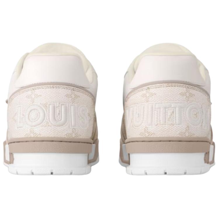 LOUIS VUITTON Trainer Unisex Cream Monogram Leather Strap Sneakers
