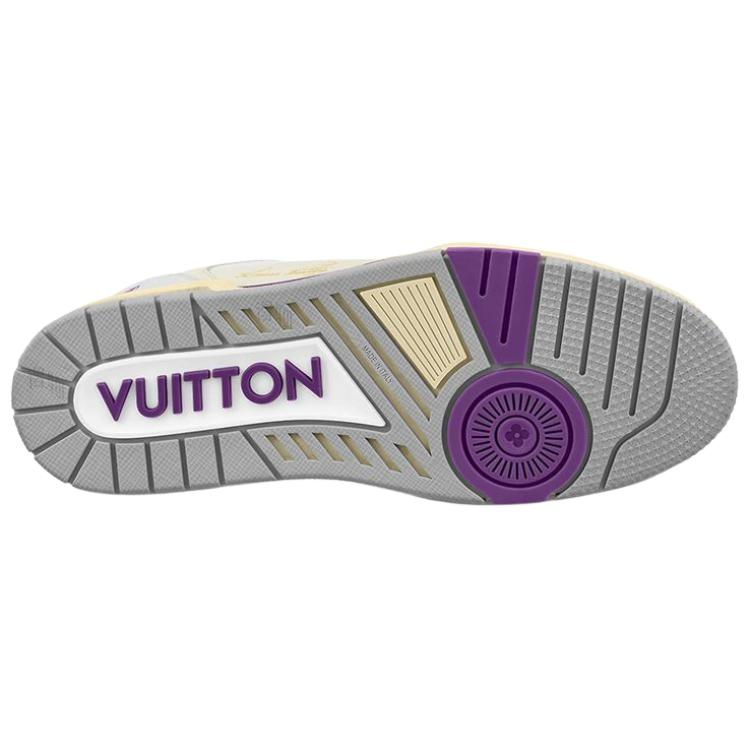 LOUIS VUITTON Trainer Men's White & Purple Strap Sneakers