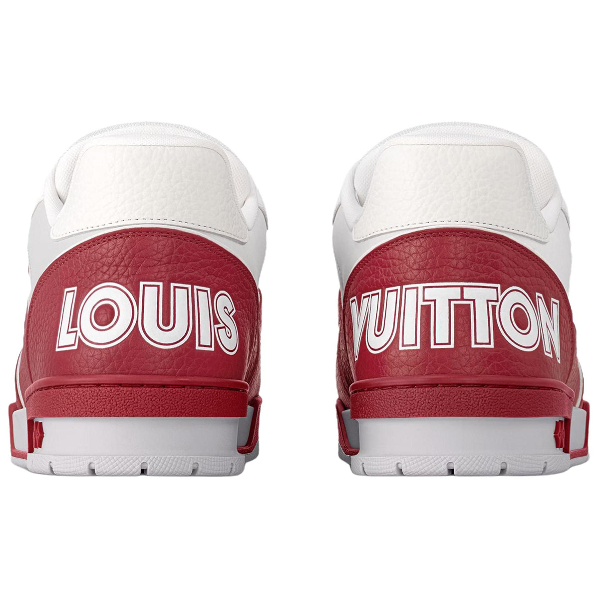 Louis Vuitton Trainer Men's Red & White Calfskin Sneakers with Floral Motif