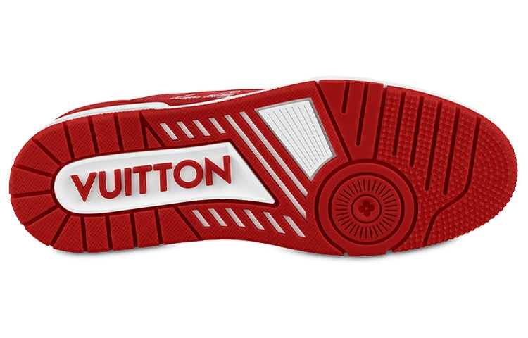 LOUIS VUITTON Trainer Unisex Red & White Leather Sneakers