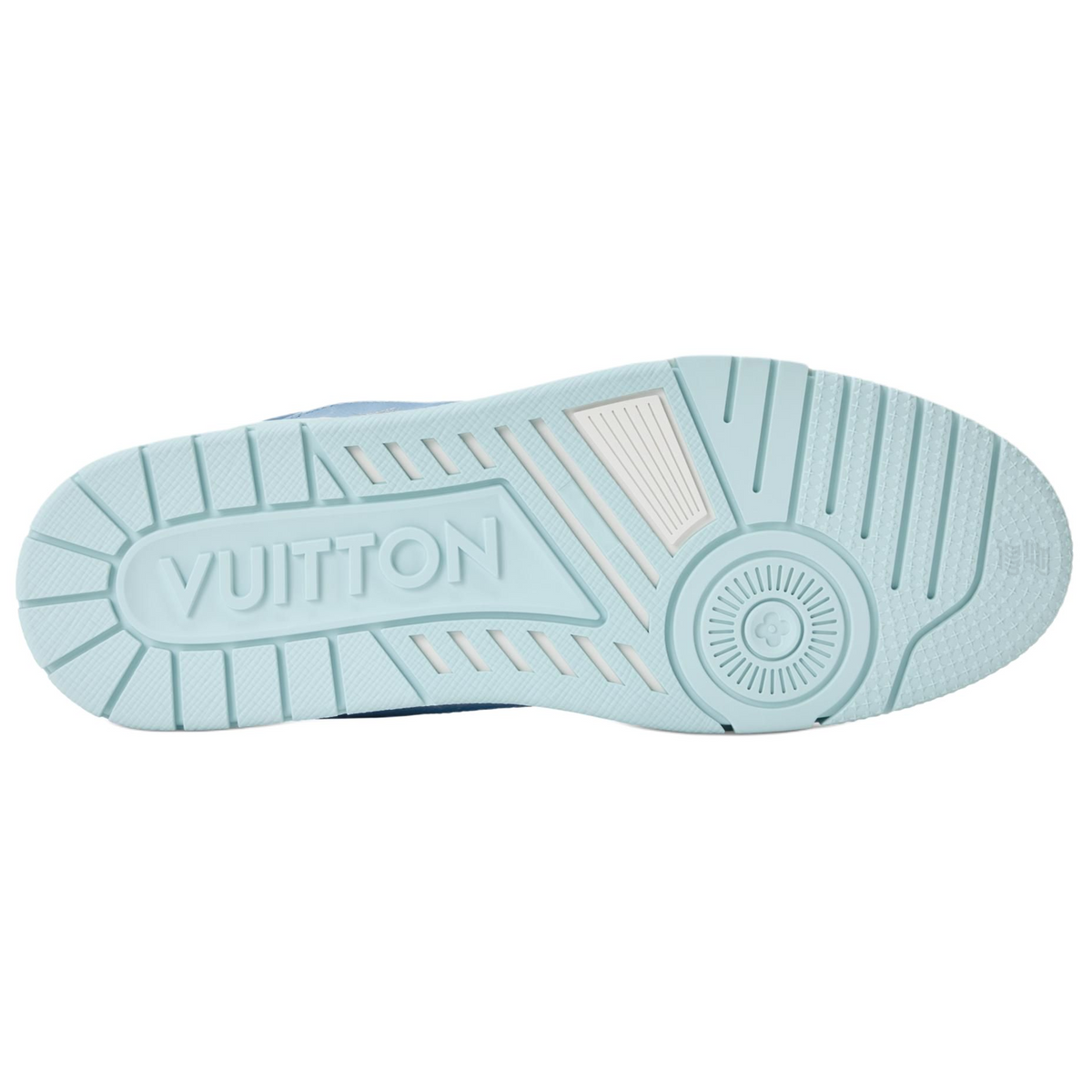 LOUIS VUITTON Trainer Unisex Blue Monogram Sneakers with Pouch Detail