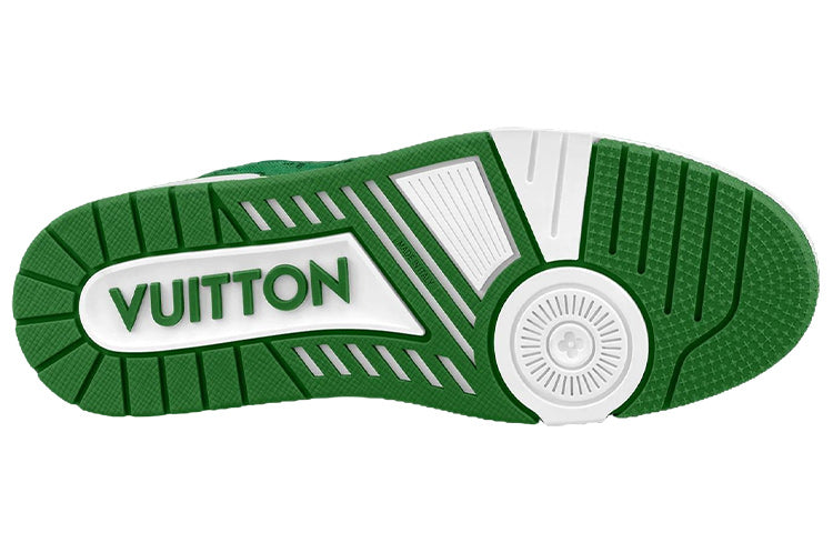 LOUIS VUITTON Trainer Men's Green & White Monogram Sneakers