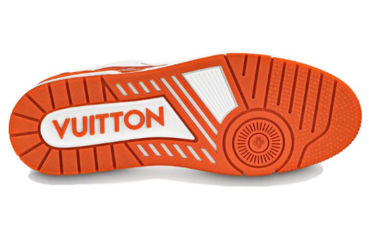 LOUIS VUITTON Trainer Men's Orange & White Leather Sneakers