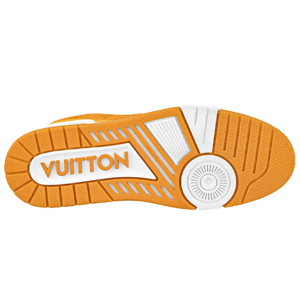 LV Trainer Men's Low-Top Sneakers, Orange & White Leather-Denim