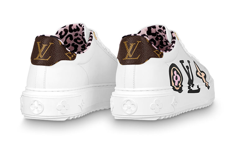 LOUIS VUITTON Time Out Women's White & Black Floral Platform Sneakers