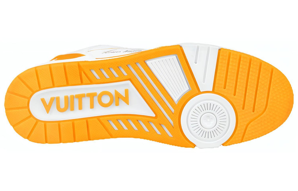 LOUIS VUITTON Trainer Men's White & Yellow Leather Strap Sneakers