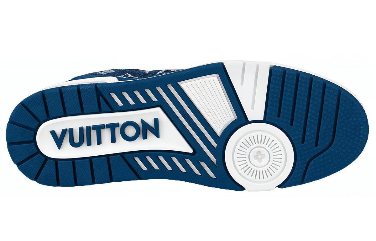 LOUIS VUITTON Trainer Men's Ocean Blue & White Monogram Sneakers