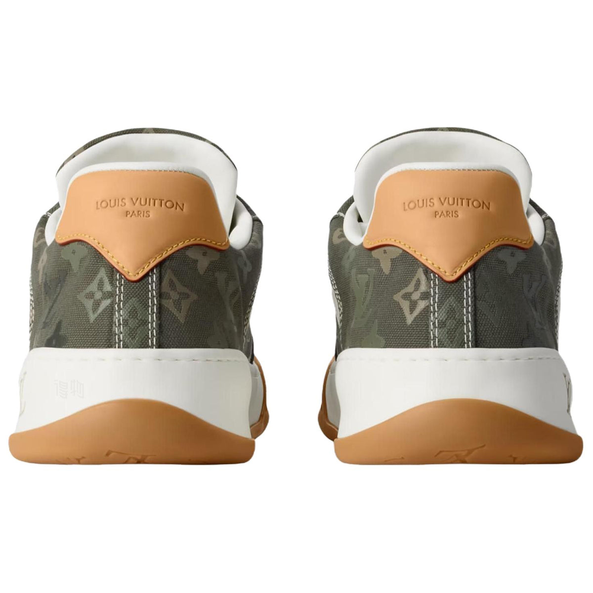 LOUIS VUITTON Tilted Men's Khaki Green Monogram Low-Top Sneakers